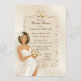 Convites Noiva Étnica Rosa de Cetim de Marfim Casamento