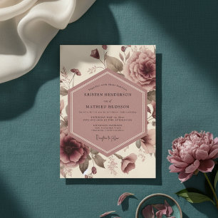 Convites Noiva Flor de Rosa Empoeirada Vintage