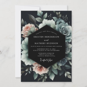 Convites Noiva Flor Slate Blue Noir