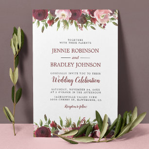 Convites Noiva Floral Aquarela Rubi Rosado