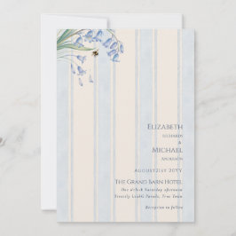 Convites Noiva Floral Azul Creme Sinfonia de Campainhas Azu