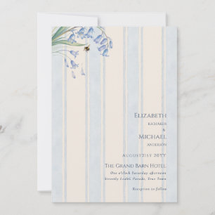 Convites Noiva Floral Azul Creme Sinfonia de Campainhas Azu