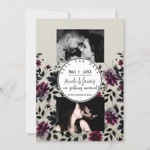 Convites Noiva Floral Azul Meia-Noite Borgonha Amêndoa