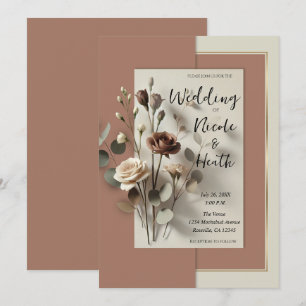 Convites Noiva Floral Botânica Moderna Mousse de Mocha