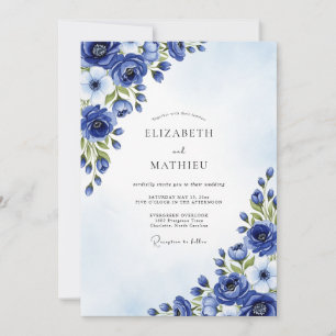 Convites Noiva Floral Cobalt Pintura
