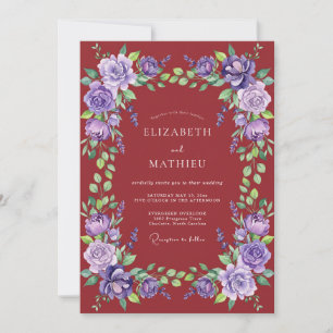 Convites Noiva Floral Coroa Borgonha Casamento