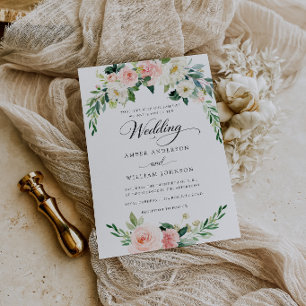Convites Noiva Floral de Marfim Rosa Elegante Casamento