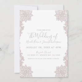 Convites Noiva Floral de Renda Elegante com Beijo Branco Mí