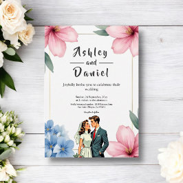 Convites Noiva Floral De Watercolor E Casamento De Verão De