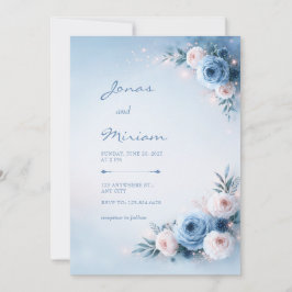 Convites Noiva Floral Glow Azul Pó Casamento