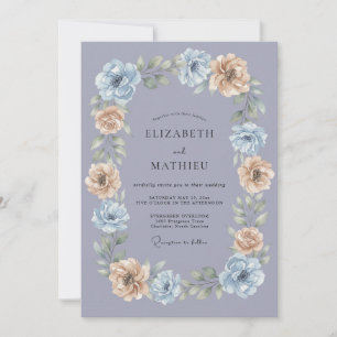Convites Noiva Floral Graciosa de Tons de Periwinkle