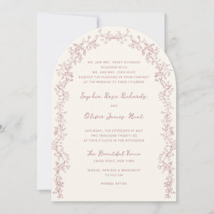 Convites Noiva Floral Linha Arte Arco Casamento Vintage Rús