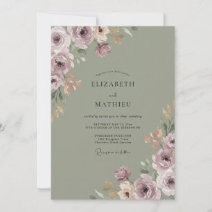 Convites Noiva Floral Mauve Pincelada de Casamento