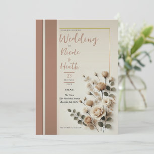 Convites Noiva Floral Neutra Mousser Mocha