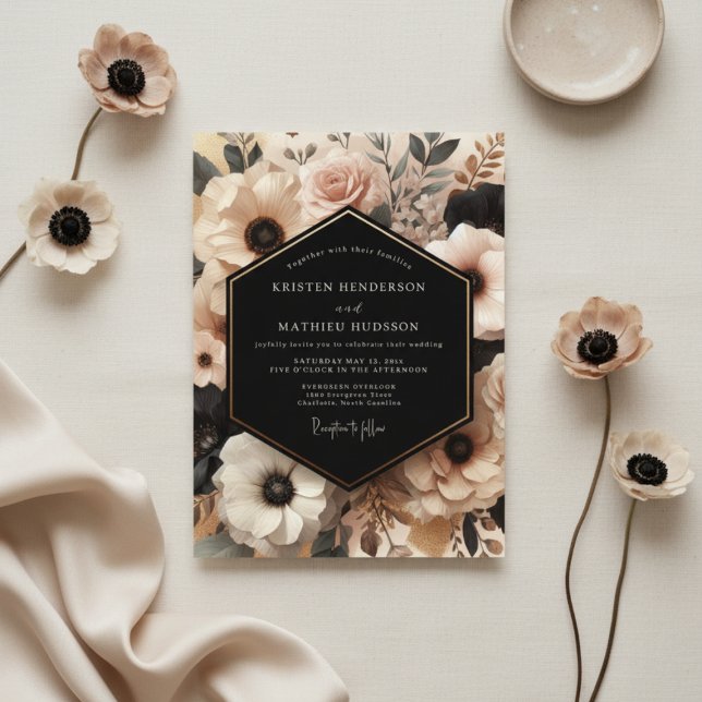 Convites Noiva Floral Romance Blush Creme (Criador carregado)