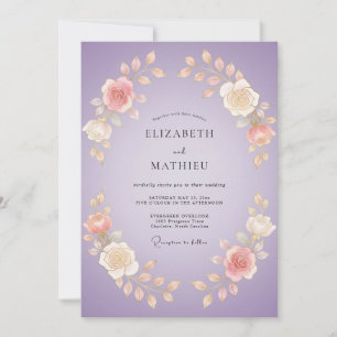 Convites Noiva Floral Romântica de Lavanda Casamento