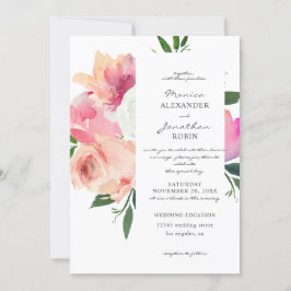 Convites Noiva Floral Rosa e Cinza Botânico Casamento V2