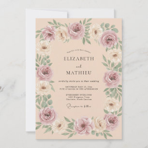 Convites Noiva Floral Rosa Empoeirada Casamento