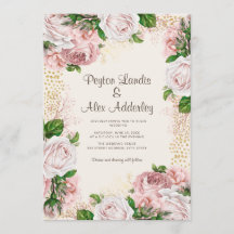 Noiva Floral Rosa Poeira Brilho Dourado