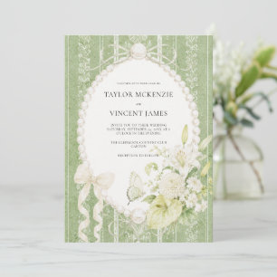 Convites Noiva Floral Verde Sage Grandmillenial Elegante