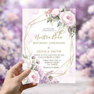 Convites Noiva Geométrica Rosa Blush Nuestra Boda Casamento