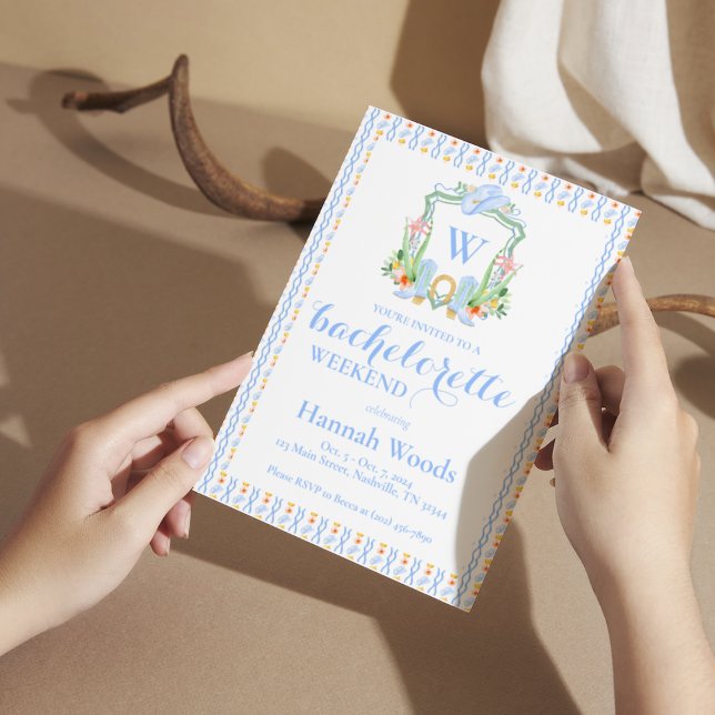 Convites Noiva Grandmillennial do Sul com Monograma (Criador carregado)