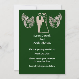 Convites Noiva Groom Doves Green Wedding Salvar Data