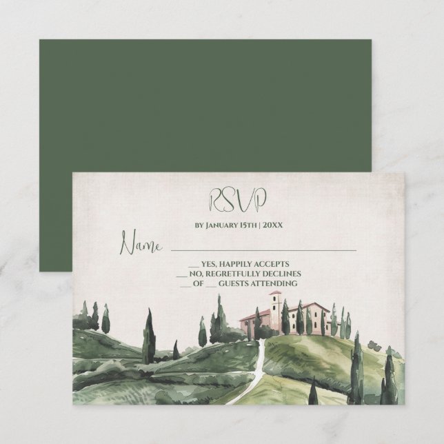 Convites Noiva italiana e noiva chipre hillside casamento R (Frente/Verso)