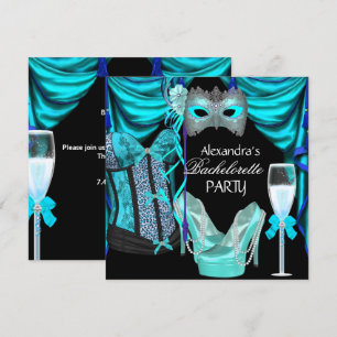 Convites Noiva Leopardo Azul Mascarada Champanhe
