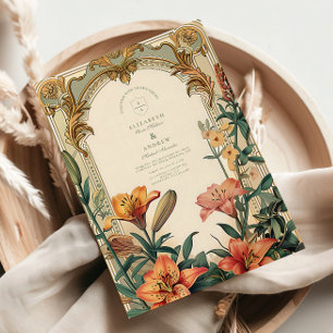 Convites Noiva Lírio Art Nouveau – Design de Moldura Floral