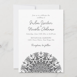Convites Noiva Mandala Abstrata Retro Off Branco Giz