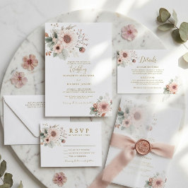 Convites Noiva Moderno Tendência Blush Rosa Empoeirado