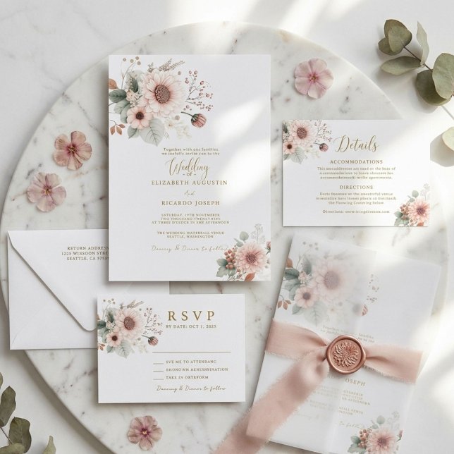 Convites Noiva Moderno Tendência Blush Rosa Empoeirado (Criador carregado)