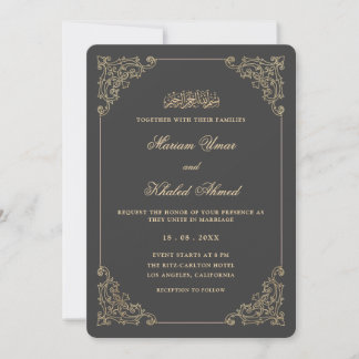 Convites Noiva Muçulmana Casamento Vintage Renda Dourado Ci