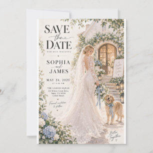 Convites Noiva no Jardim e Cachorro Save the Date