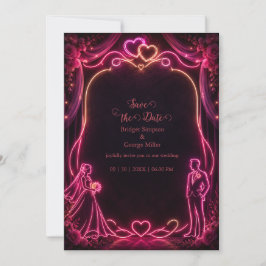 Convites Noiva Noivo Casamento Amor Neon Rosa Brilho