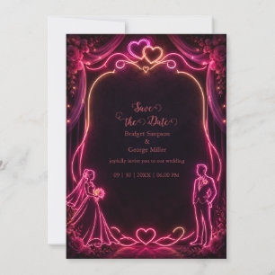 Convites Noiva Noivo Casamento Amor Neon Rosa Brilho