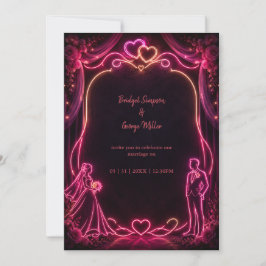 Convites Noiva Noivo Casamento Amor Neon Rosa Brilho