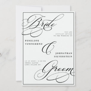 Convites Noiva & Noivo Casamento Preto Branco Caligrafia