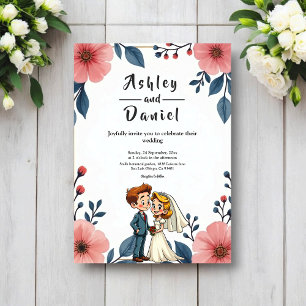 Convites Noiva Noivo Floral Elegante Aquarela Casamento Chi