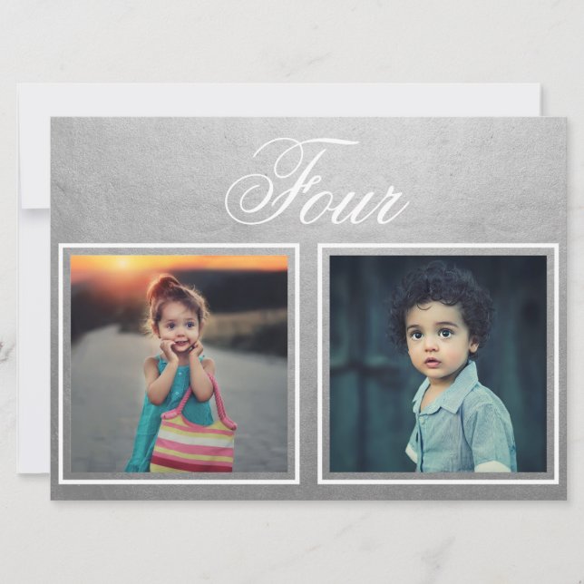 Convites Noiva Noivo Idade Elegante Chique Prata Número da  (Frente)