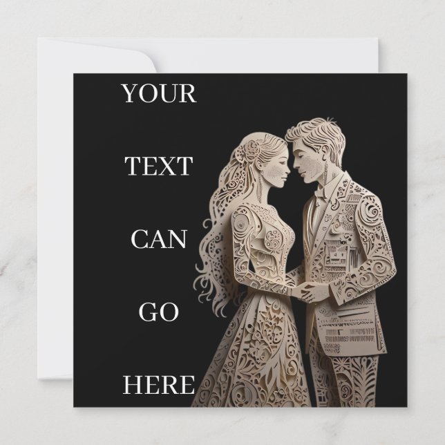 Convites Noiva & Noivo Lindos em Pé à Beira-Mar (Verso)