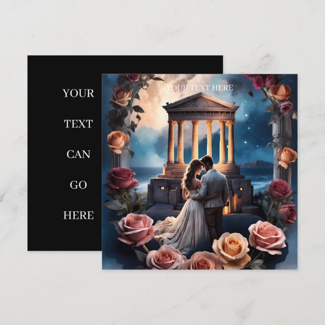 Convites Noiva & Noivo Lindos em Pé ao Lado do Mar (Frente/Verso)