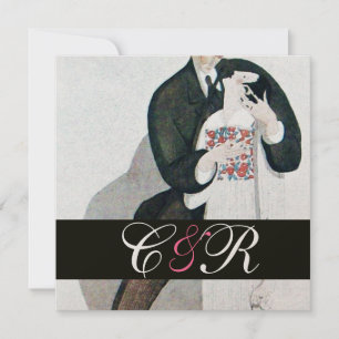 CONVITES NOIVA & NOIVO ROMÂNTICOS MONOGRAMA DE FESTA DE CAS