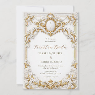 Convites Noiva Ouro Branco Vitoriano Barroco Nossa Boda Cas