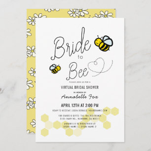 Convites Noiva para Chá de panela virtual branco de abelha