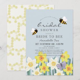 Convites Noiva para o Chá de panela Bee Daffodil Blue Drive