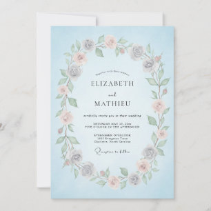 Convites Noiva Romance Floral Azul Céu Casamento