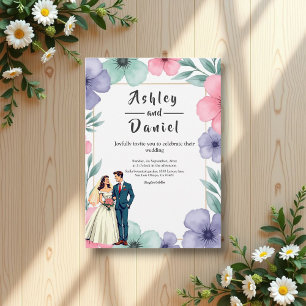 Convites Noiva Romântica E Casamento Floral De Groom Waterc