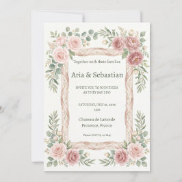 Convites Noiva Rosa Bege com Renda Quadro Casamento